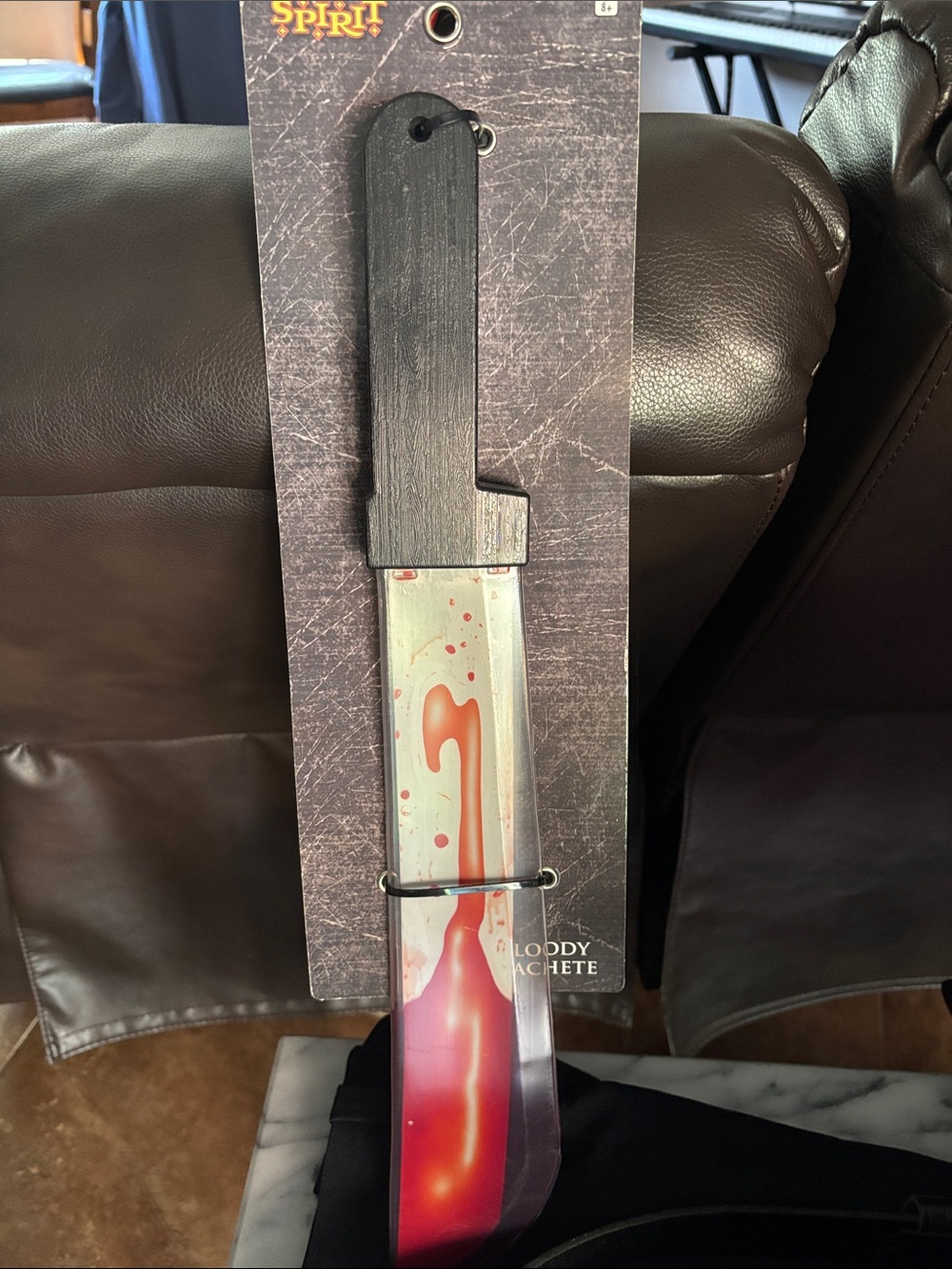 Spirit Black Handle Bloody Cleaver Prop with Red Accent